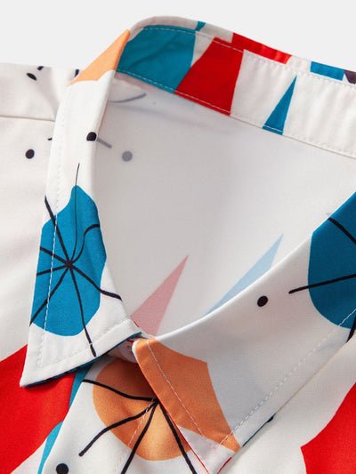 Gamaliel® | Atomic Geometric Print Button Up Shirt & Swim Shorts