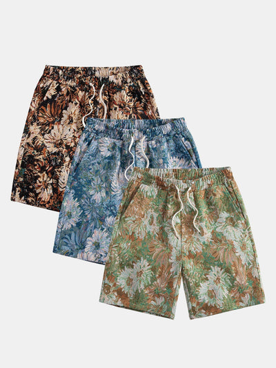 Avni® | 3 Pieces Painted Floral Jacquard Shorts