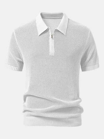 Teodoro® | Eyelet Zip Up Knit Polo Shirt