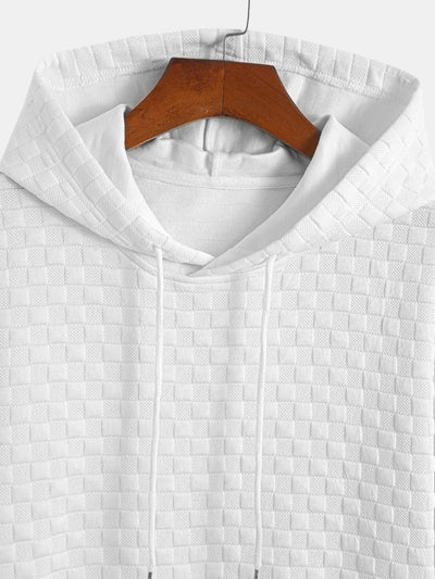 Jacobo® | Checkerboard Jacquard Arc Hem Hooded T-Shirt