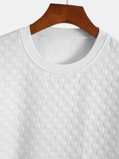 Jesús® | Checkerboard Jacquard Arc Hem T-Shirt & Checkerboard Jacquard Shorts