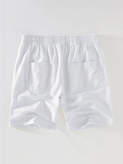 Agathangelos® | Short Sleeve Stand Collar Shirt & Linen Drawstring Shorts