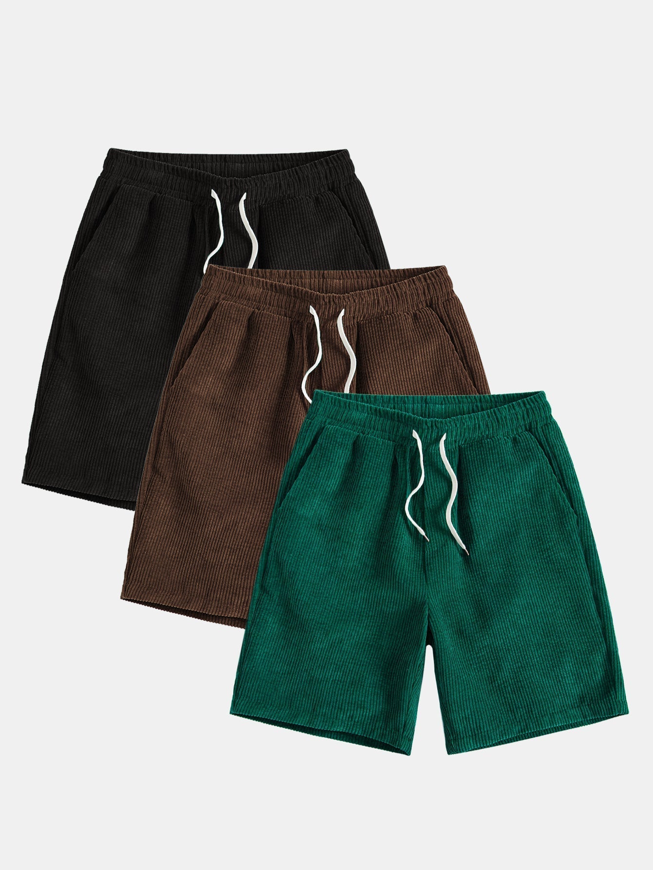 Adelmo® | 3 Pieces Drawstring Corduroy Shorts