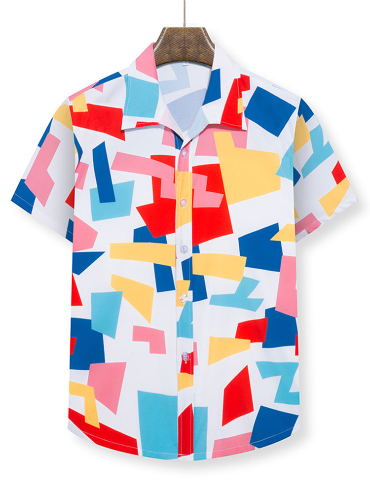Artemi® | Geometry Print Button Up Shirt