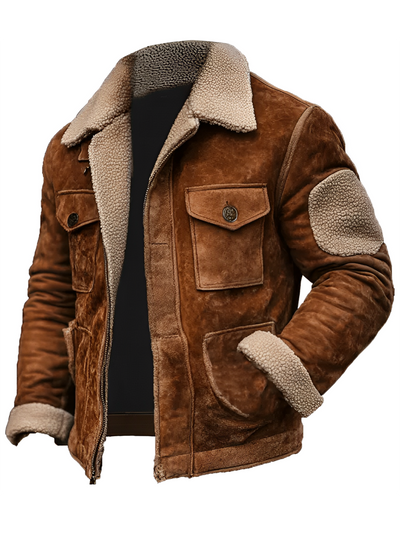 Ganímedes | Rustic leather jacket with Sherpa lining for men