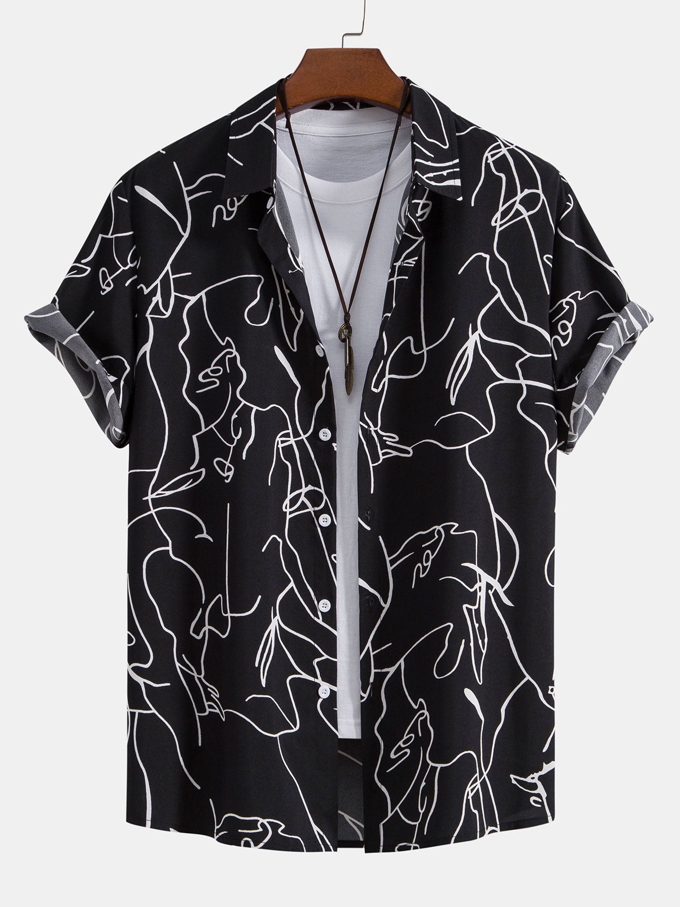 Alejandro® | Abstract Line Print Buttton Up Shirt