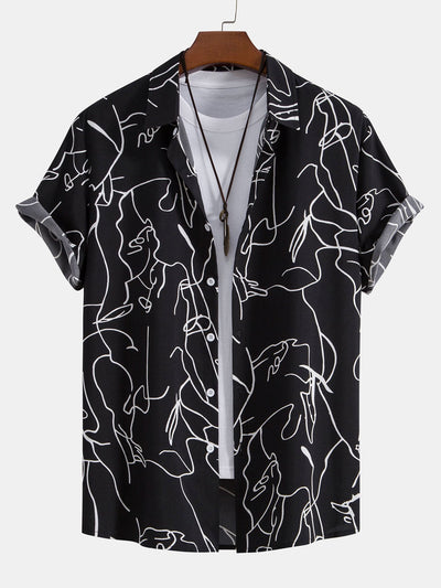 Alejandro® | Abstract Line Print Buttton Up Shirt