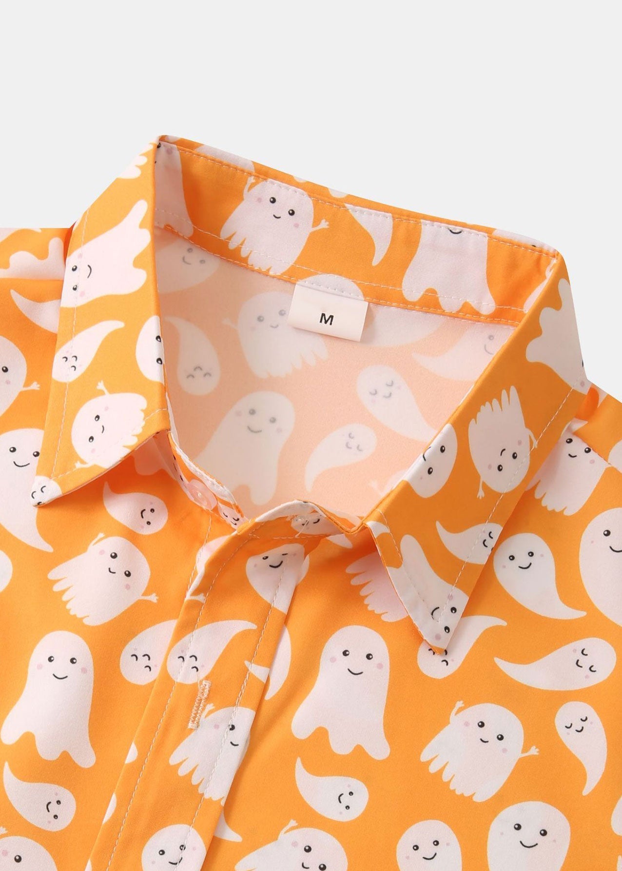 Aras® | Halloween Ghost Print Button Up Shirt