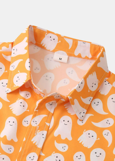 Aras® | Halloween Ghost Print Button Up Shirt
