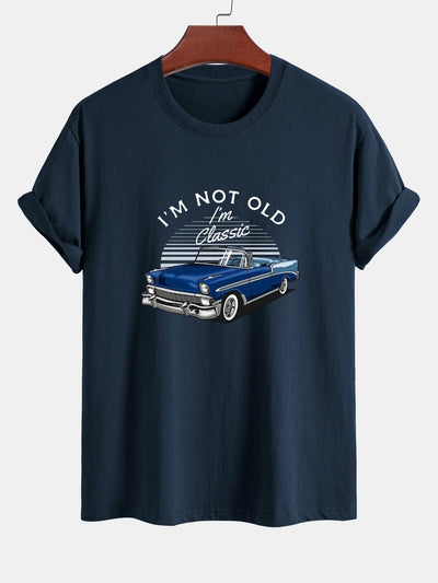 Mencio® | Car Slogan Print Cotton T-Shirt