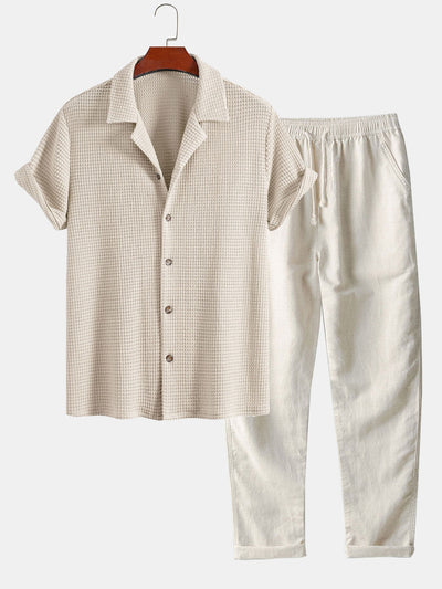 Josué® | Textured Cuban Shirt & Straight Leg Linen Pants
