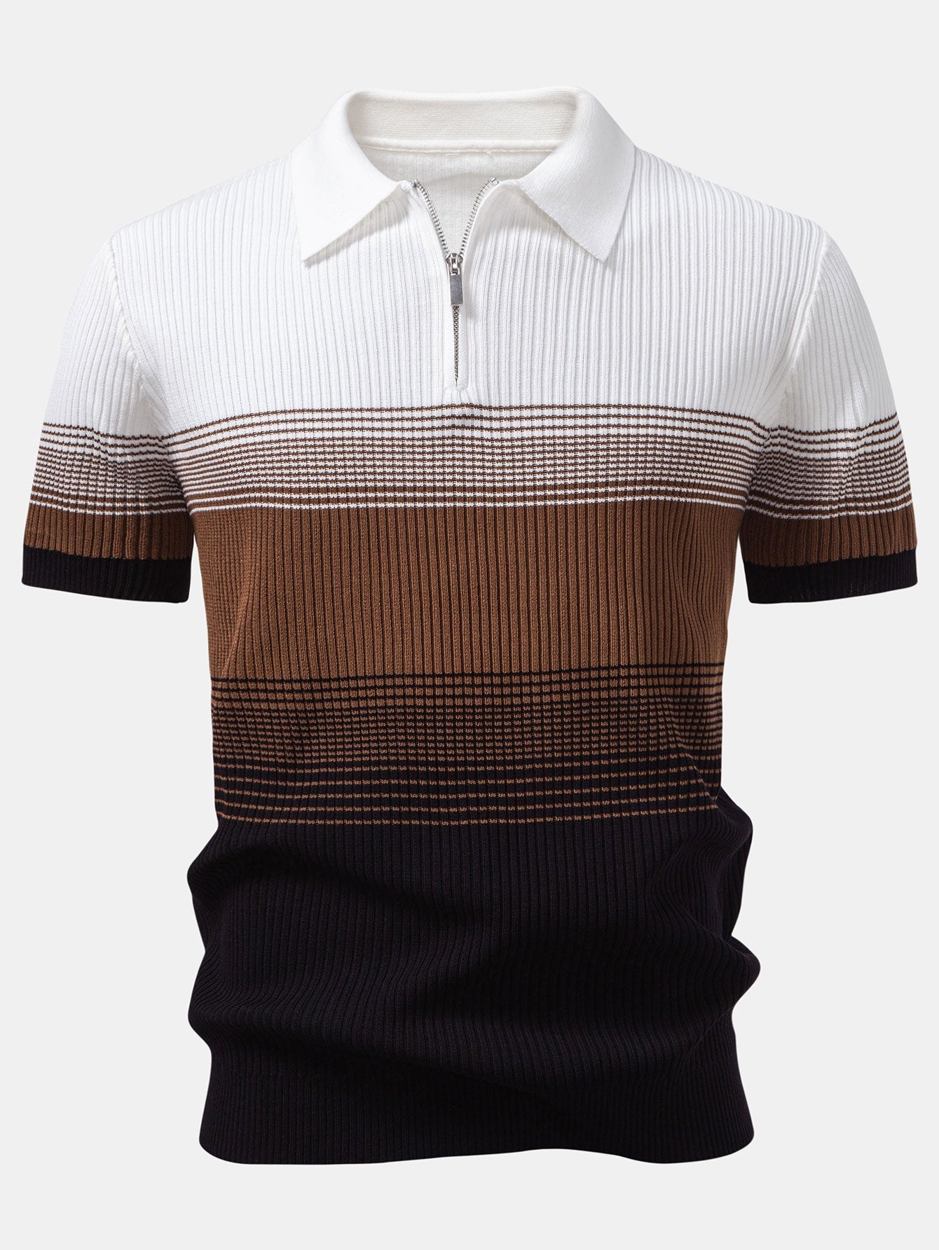 Samuel | Striped Gradient Knitted Polo Shirt