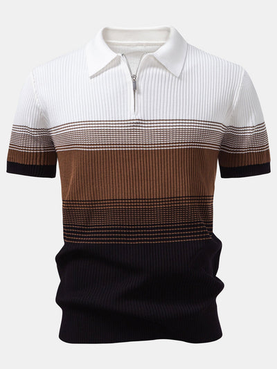 Samuel | Striped Gradient Knitted Polo Shirt