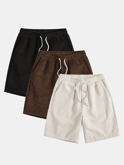 Adelmo® | 3 Pieces Drawstring Corduroy Shorts