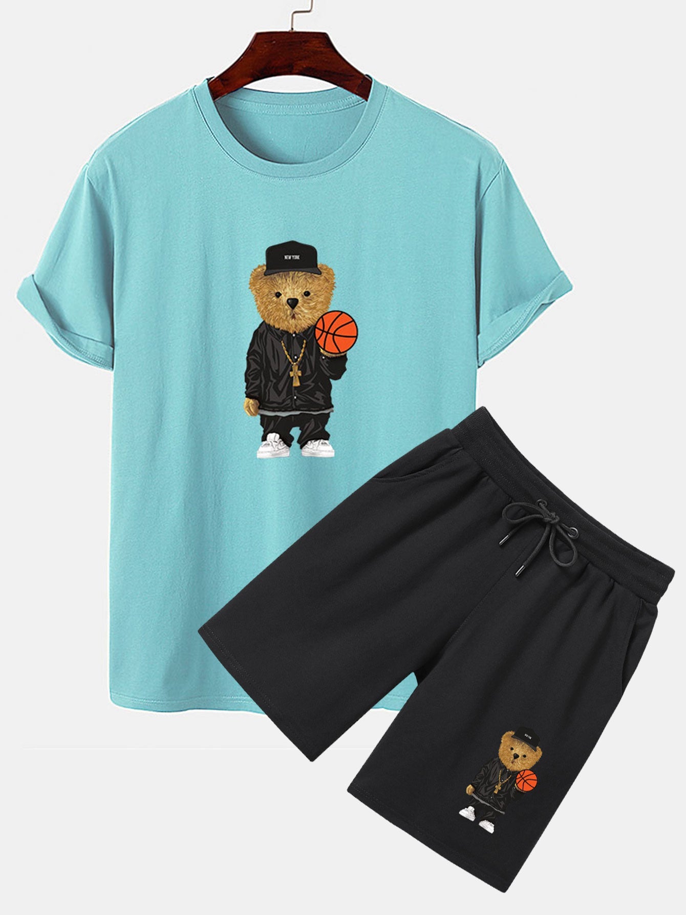 Sergio® | Basketball Bear Print T-Shirt & Shorts