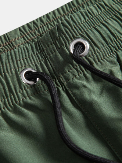 David® | Palm Tree Silhouette Print Cotton T-Shirt & Solid Drawstring Swim Shorts