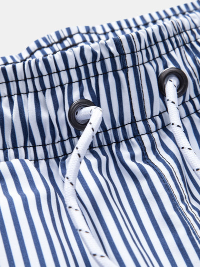 Mateo® | Linen Look Cotton Button Up Shirt & Stripe Print Swim Shorts