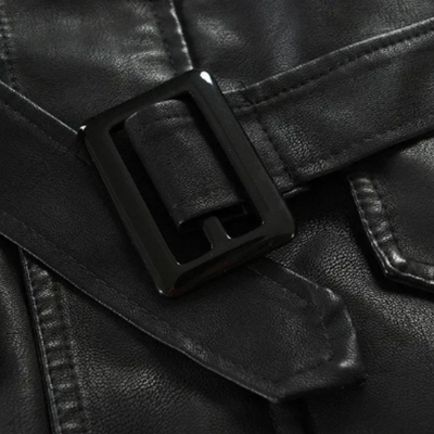 Pierce | Stylish long leather biker jacket