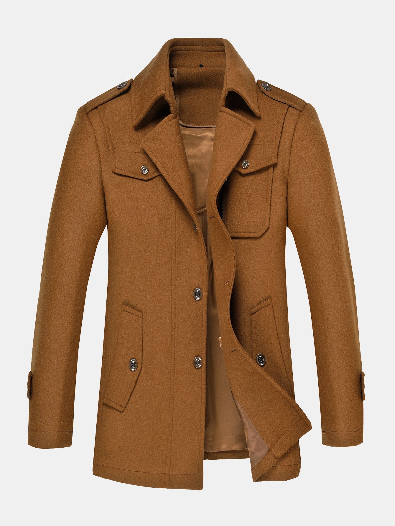 Rowan | Double Layer Detachable Neck Woolen Coat