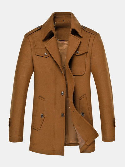 Rowan | Double Layer Detachable Neck Woolen Coat