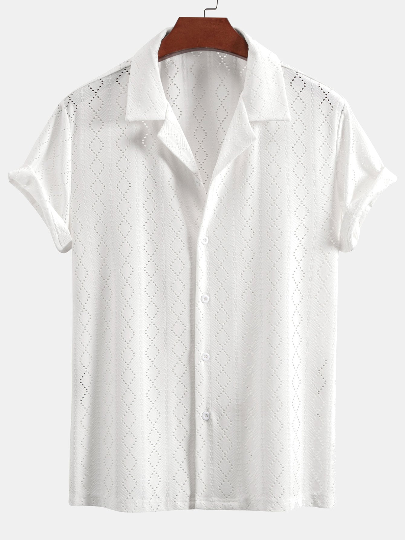 Macabeo® | Muscle Fit Diamond Texture Cuban Shirt