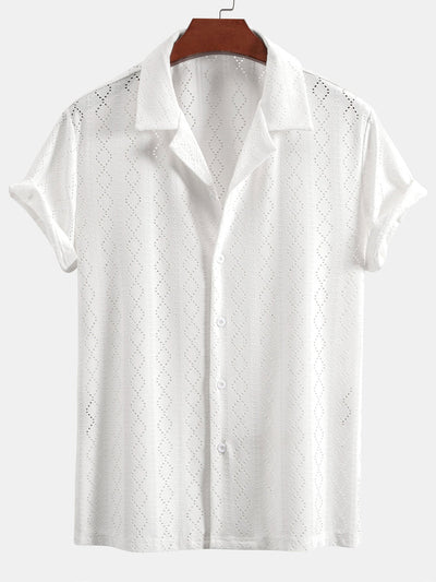 Macabeo® | Muscle Fit Diamond Texture Cuban Shirt