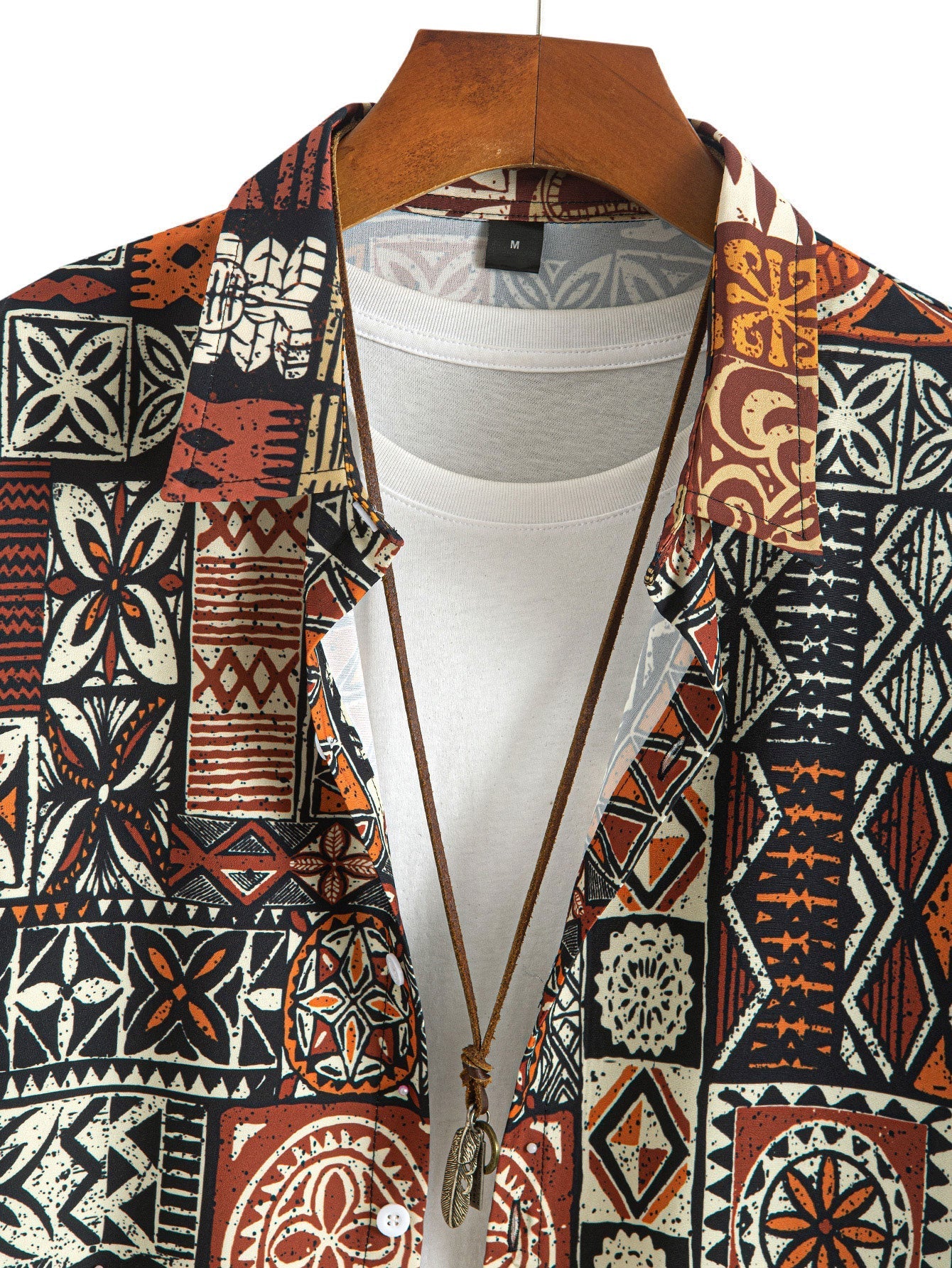 Italo® | Ethnic Geometry Print Button Up Shirt