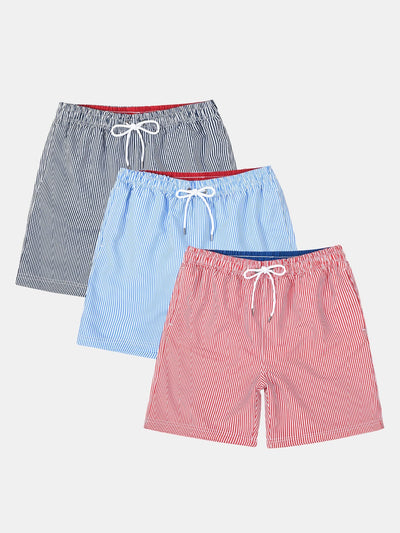 Adolphus® | 3 Pieces Vertical Striped Drawstring Swim Shorts