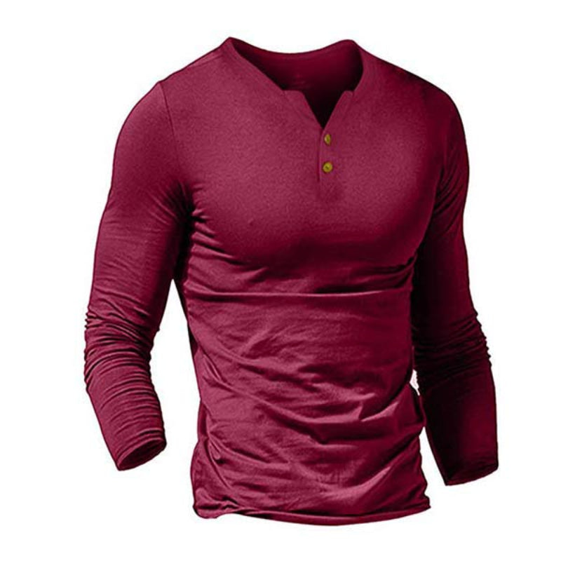 Men's solid color long sleeve T-shirt W