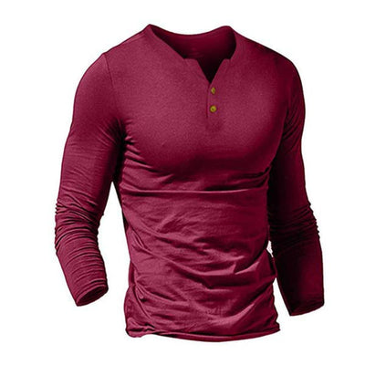 Men's solid color long sleeve T-shirt W