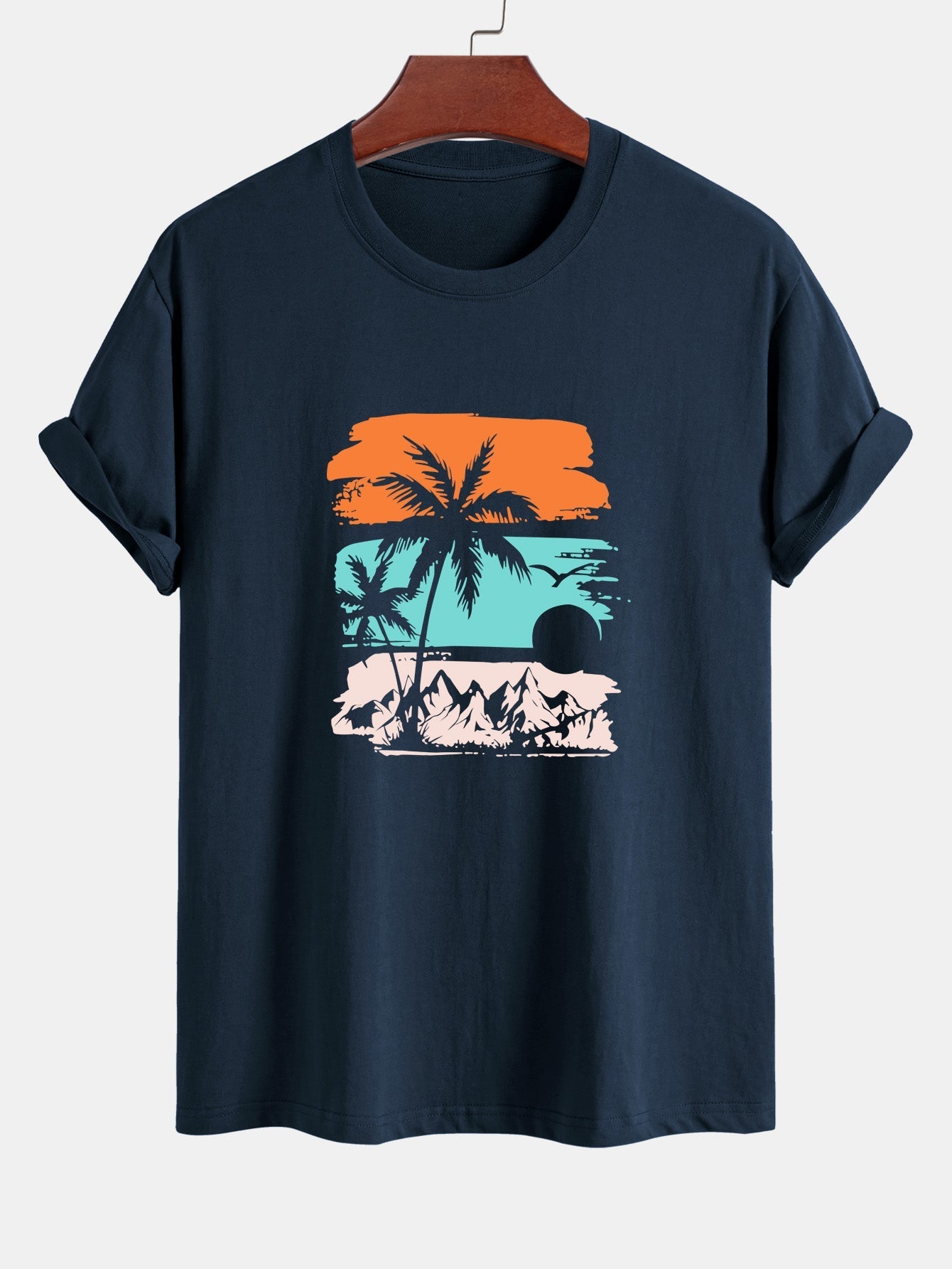 Camilo® | Palm Tree Silhouette Print Cotton T-Shirt
