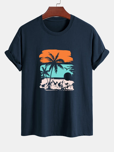 Camilo® | Palm Tree Silhouette Print Cotton T-Shirt