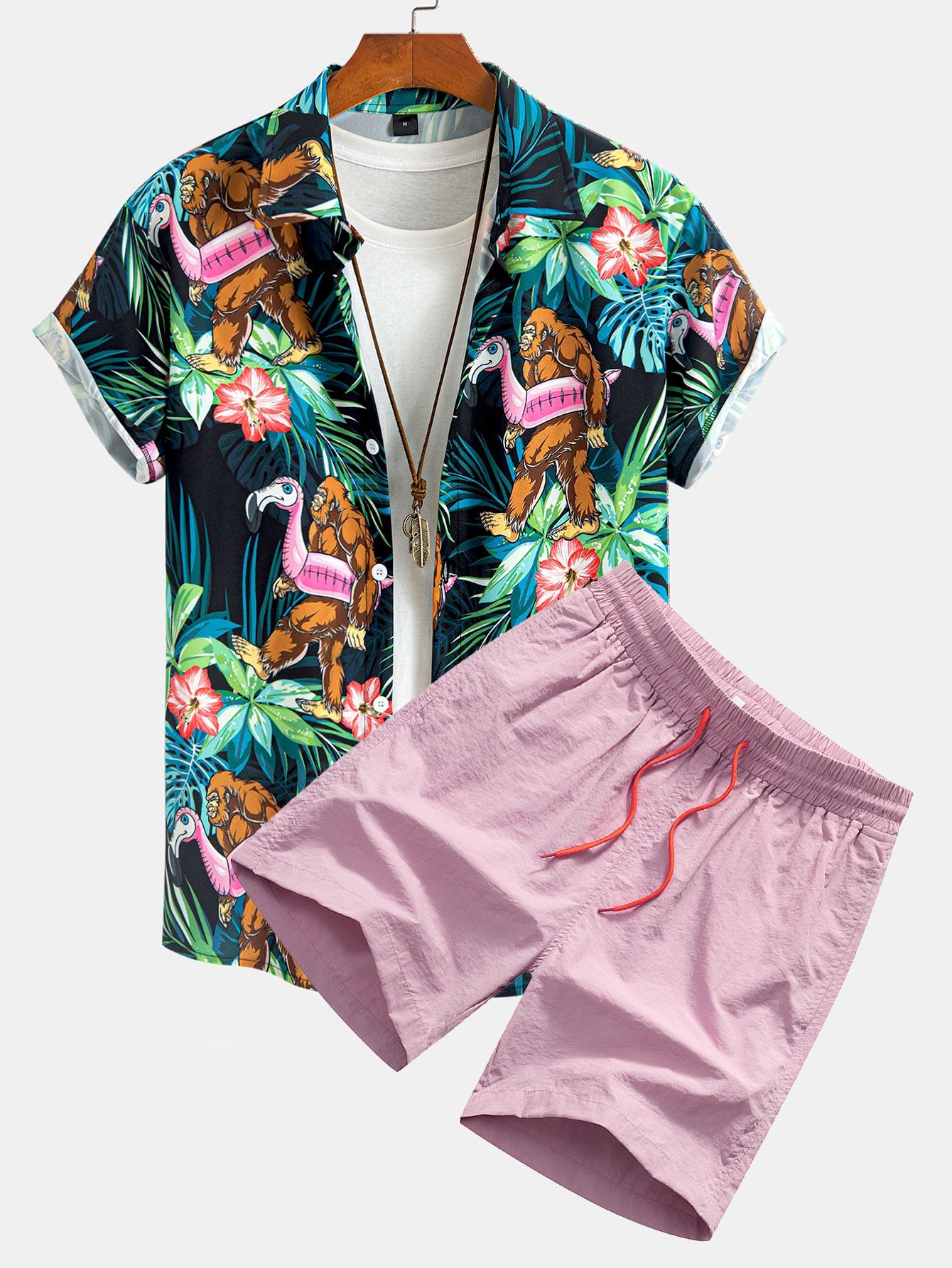 Levi® | Tropical Flamingo Bigfoot Print Button Up Shirt & Swim Shorts