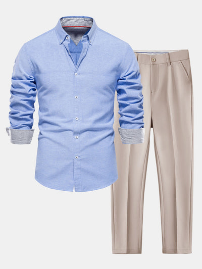 Fortunato® | Long Sleeve Button Up Oxford Shirt & Slim Fit Tapered Trousers