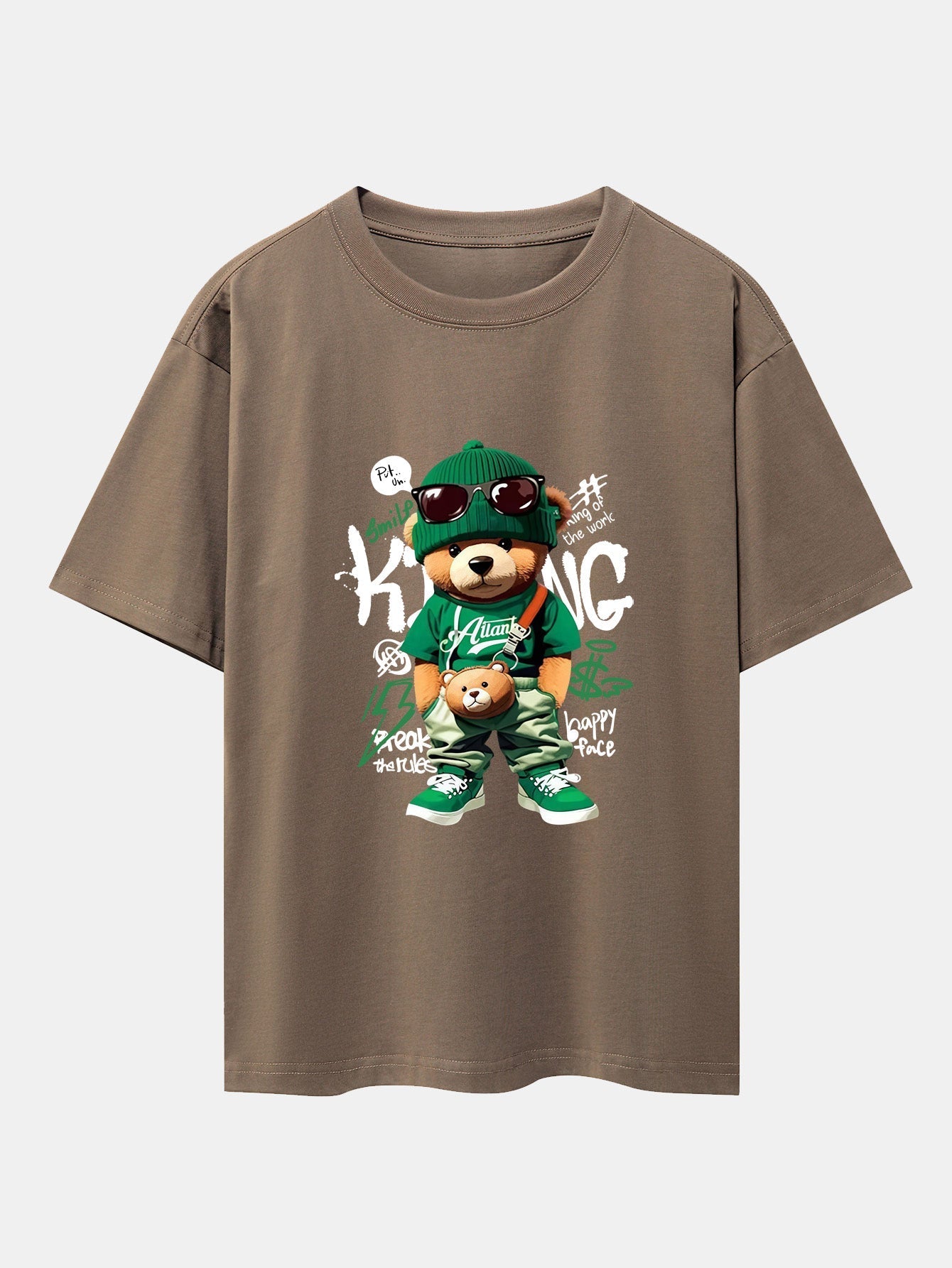 Micaías® | Graffiti Bear Print Drop Shoulder Oversize T-Shirt