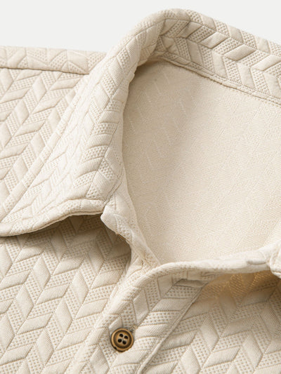 Celestino® | Short Sleeved Jacquard Textured Polo