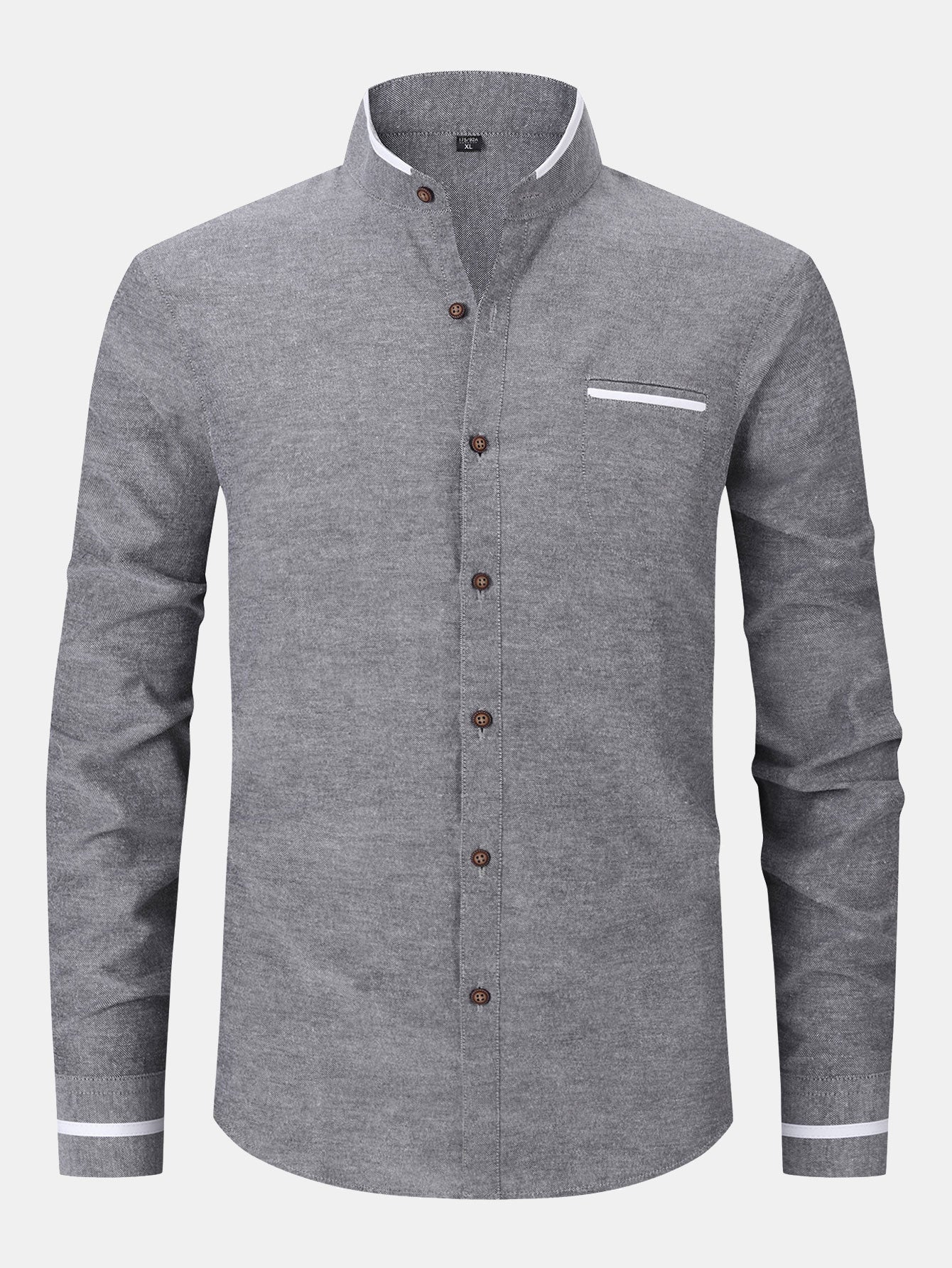 Gabino® | Long Sleeve Contrast Stand Collar Oxford Shirt