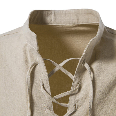 Jotham® | Men'S Cotton And Linen Drawstring T-Shirt