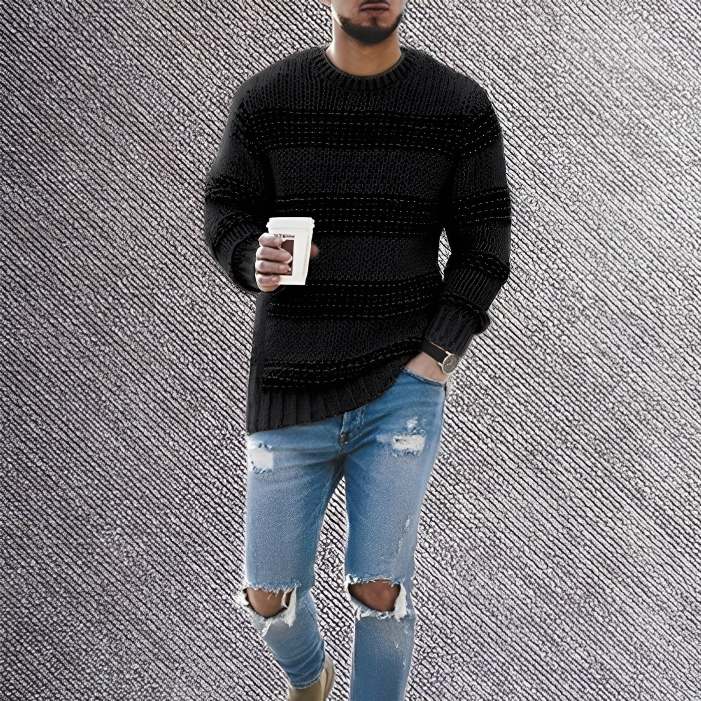 Duniel | Egon – Warm knitted sweater with stripes