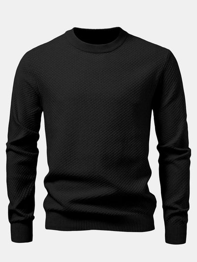 Anselmo® | Checkerboard Textured Crew Neck Sweater