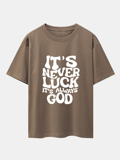Dolores® | God Slogan Print Drop Shoulder Oversize T-Shirt