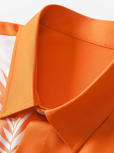 Maclovio® | Leaf Print Patchwork Button Up Shirt