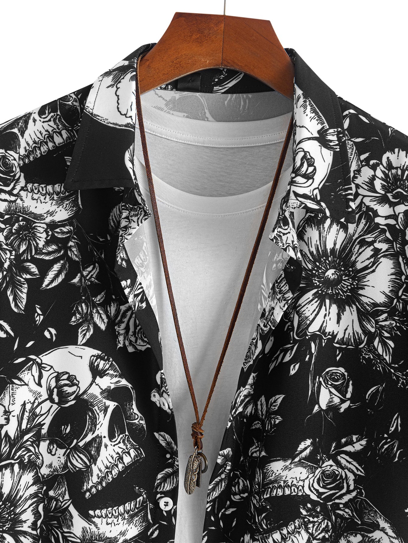 Isidoro® | Skull Floral Print Button Up Shirt
