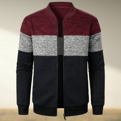 Marcos® | Striped turtleneck sweater with zip