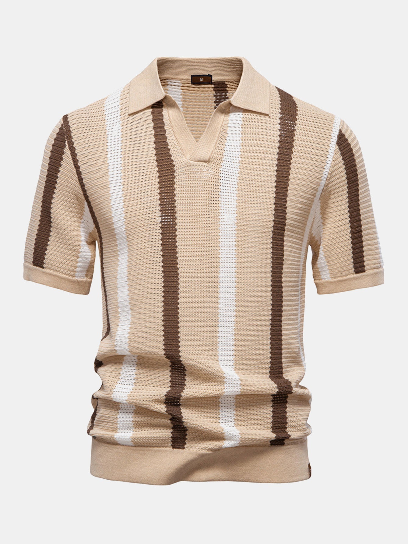 Chris® | Stripe Knit V Neck Polo Shirt