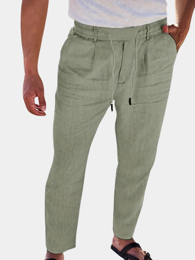 Joshua | Wide-leg linen pants with drawstring
