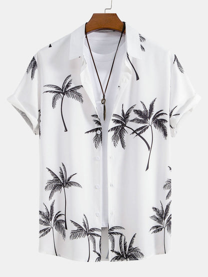 Yosafat® | Palm Tree Print Button Up Shirt