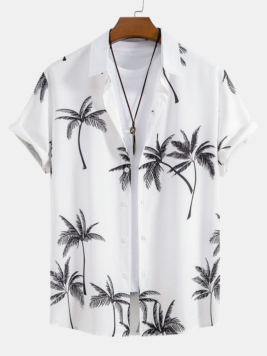Yosafat® | Palm Tree Print Button Up Shirt