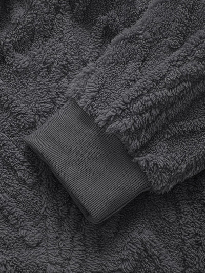 Cillian | Geometric Jacquard Zip Up Teddy Hoodie