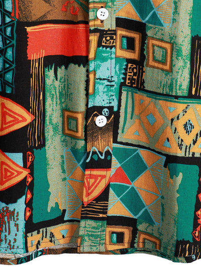 Kristian® | Tribal Geometry Print Button Up Shirt